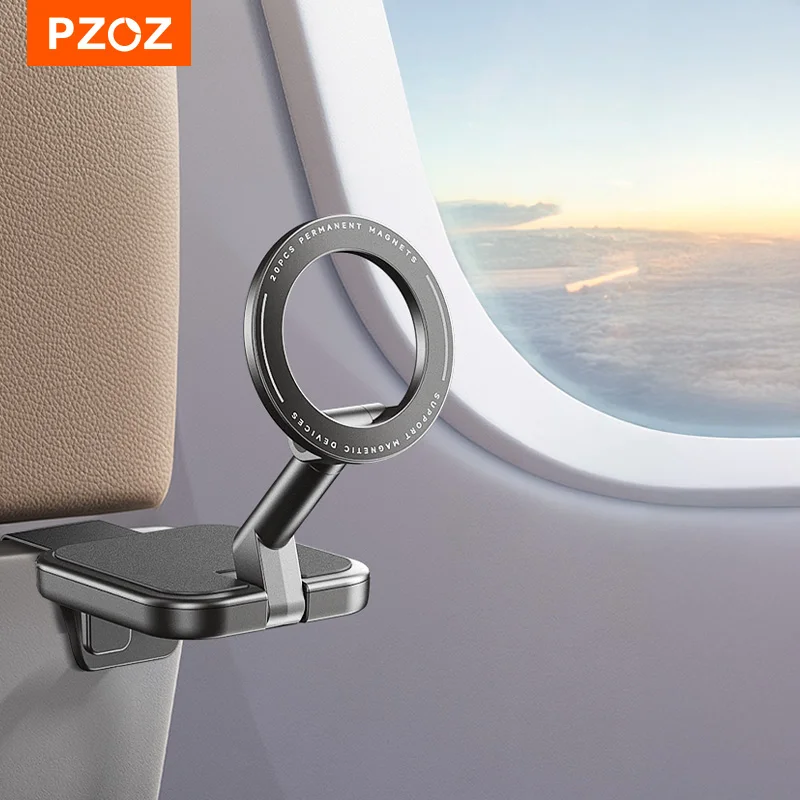 PZOZ Universal Magnetic Phone Holder Travel Flexible Rotation Hands-Free Airplane Phone Mount for IPhone16 15 14 Pro Max Series