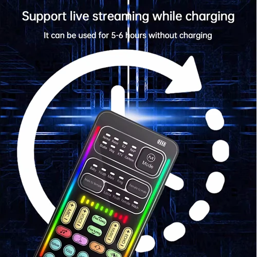 Imagen 2 del producto Micrófono cambiador de voz, micrófono Bluetooth inalámbrico para iPhone, Android, teléfono móvil, PC, Mini tarjeta de sonido en vivo, Kit de grabadora mezcladora