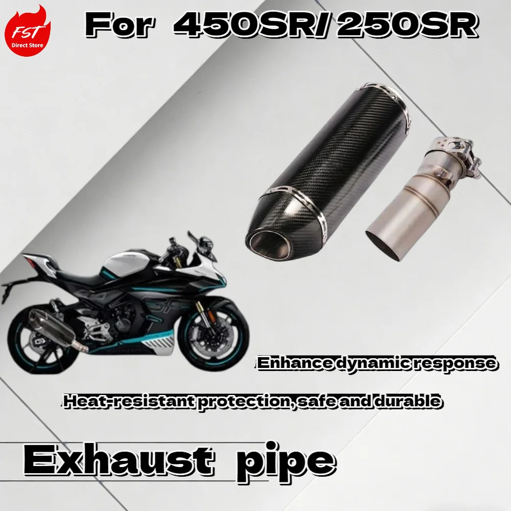 

Fit 450SR 250SR Carbon Fiber Full Exhaust System Racing Style Mid & Tail Pipe