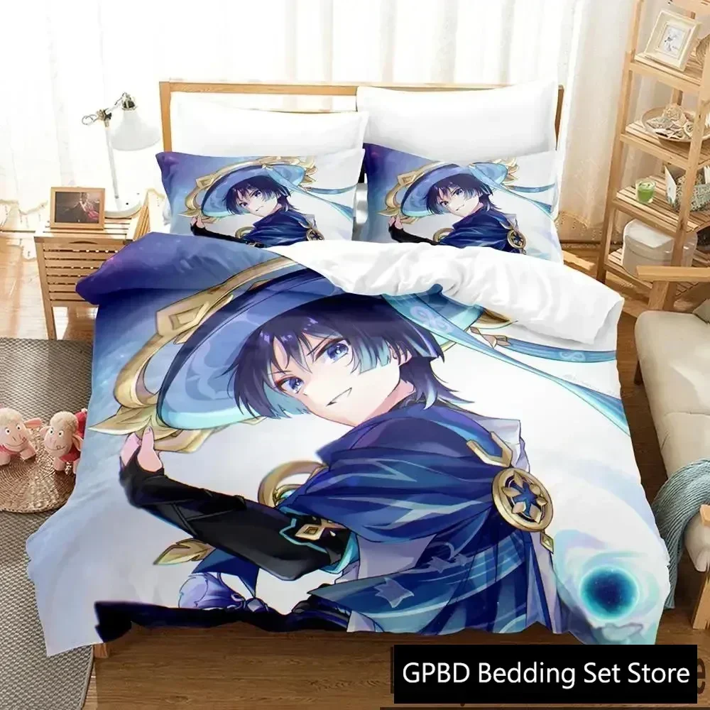 Luxury New 3D Print Anime Game Genshin Impact Scaramouche Bedding Set Boys Girls Twin Duvet Cover Pillowcase Bed boys Adult