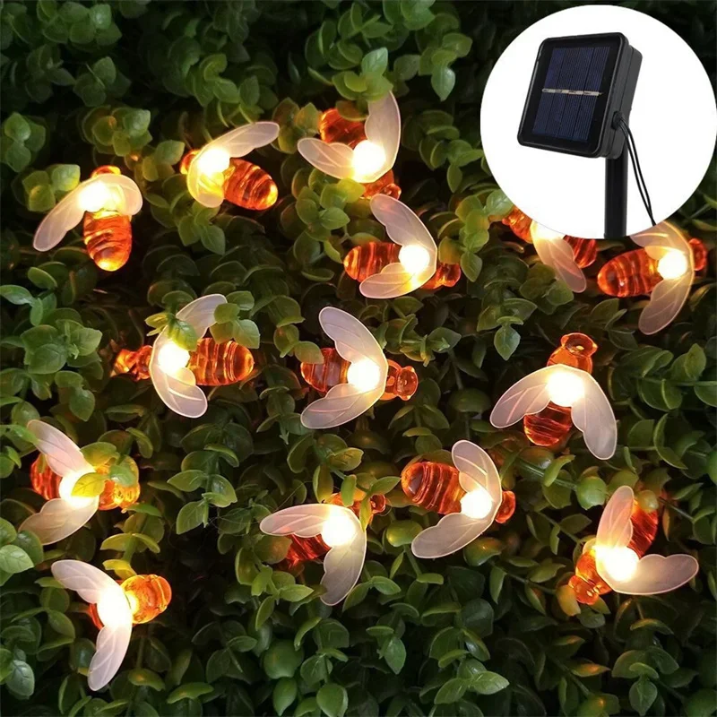 Solar Honey Bee Light LED String Lights Suitable for Garden Balcony Tree Wedding Street Shrubbery Parterre Decoration