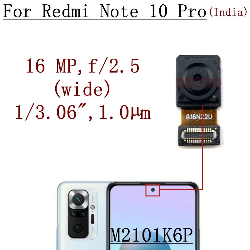 Rear Camera For Xiaomi Redmi Note 10 Pro (India) M2101K6P Front Selfie Facing Back Wide Main Macro Depth Cameras Flex