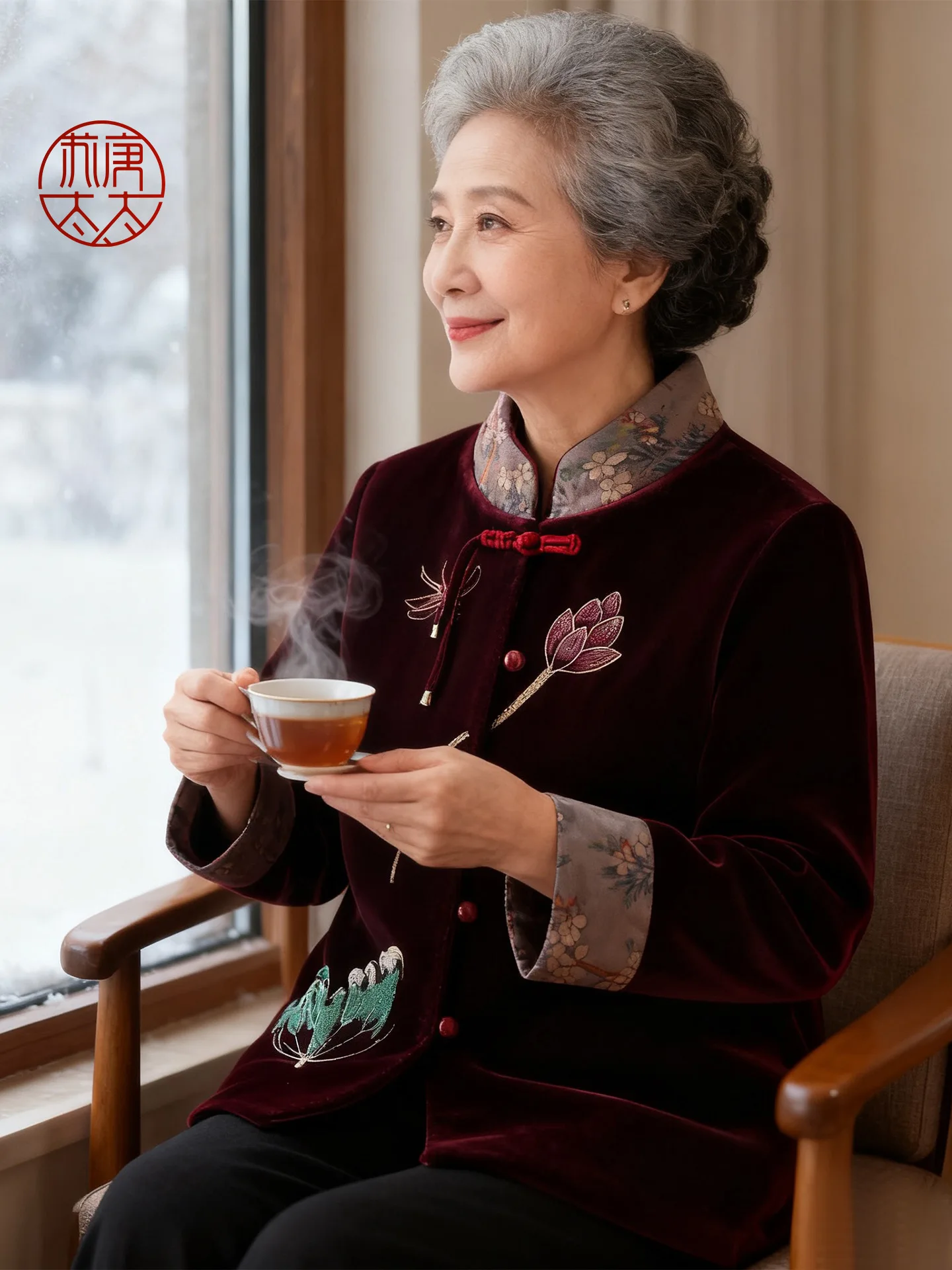 

Thiened Fce Lined Cotton Jaet for ly Women Winter Outerwear Traditional Chinese Sle Long Sve Button Closure