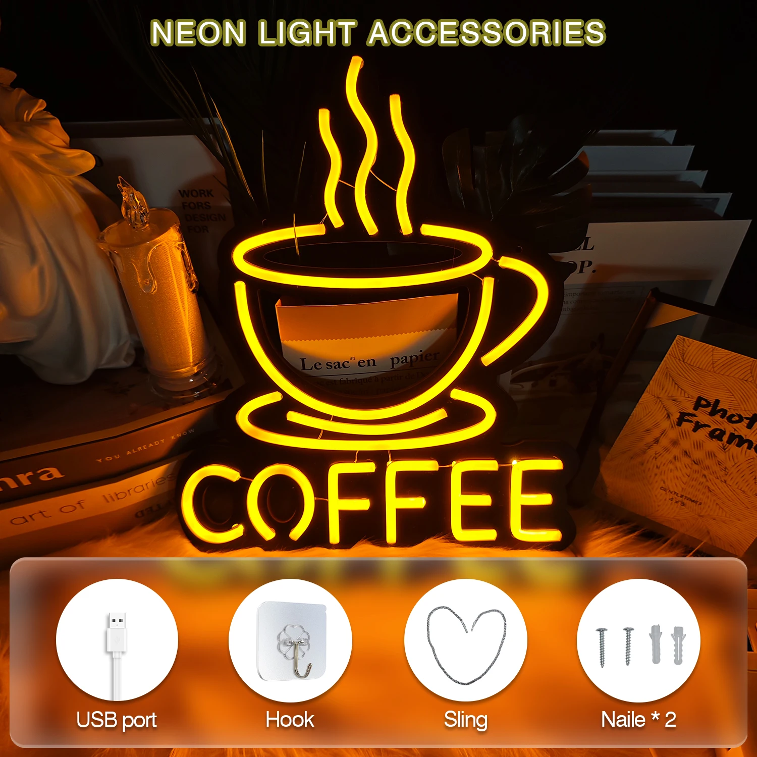 1 Letreiro de Neon LED Brilhan - Coffee Tea Neon Sign avaliação e preço