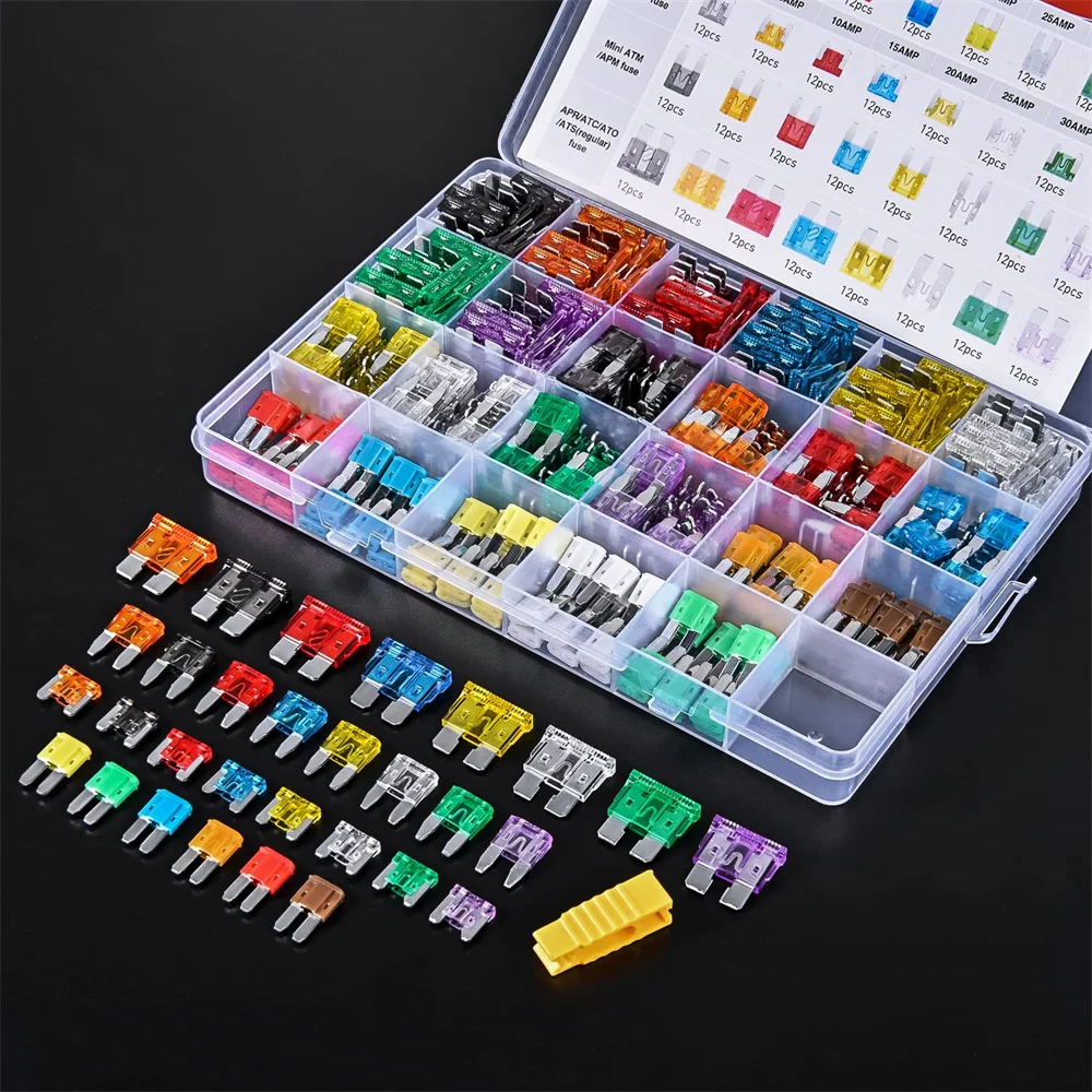 

372PCS Fuses Assortment Kit Standard Mini LP Micro2 Blade Fuse ATO ATC APS 2A 5A 7.5A 10A 15A 20A 25A 30A 35A for Cars Trucks RV