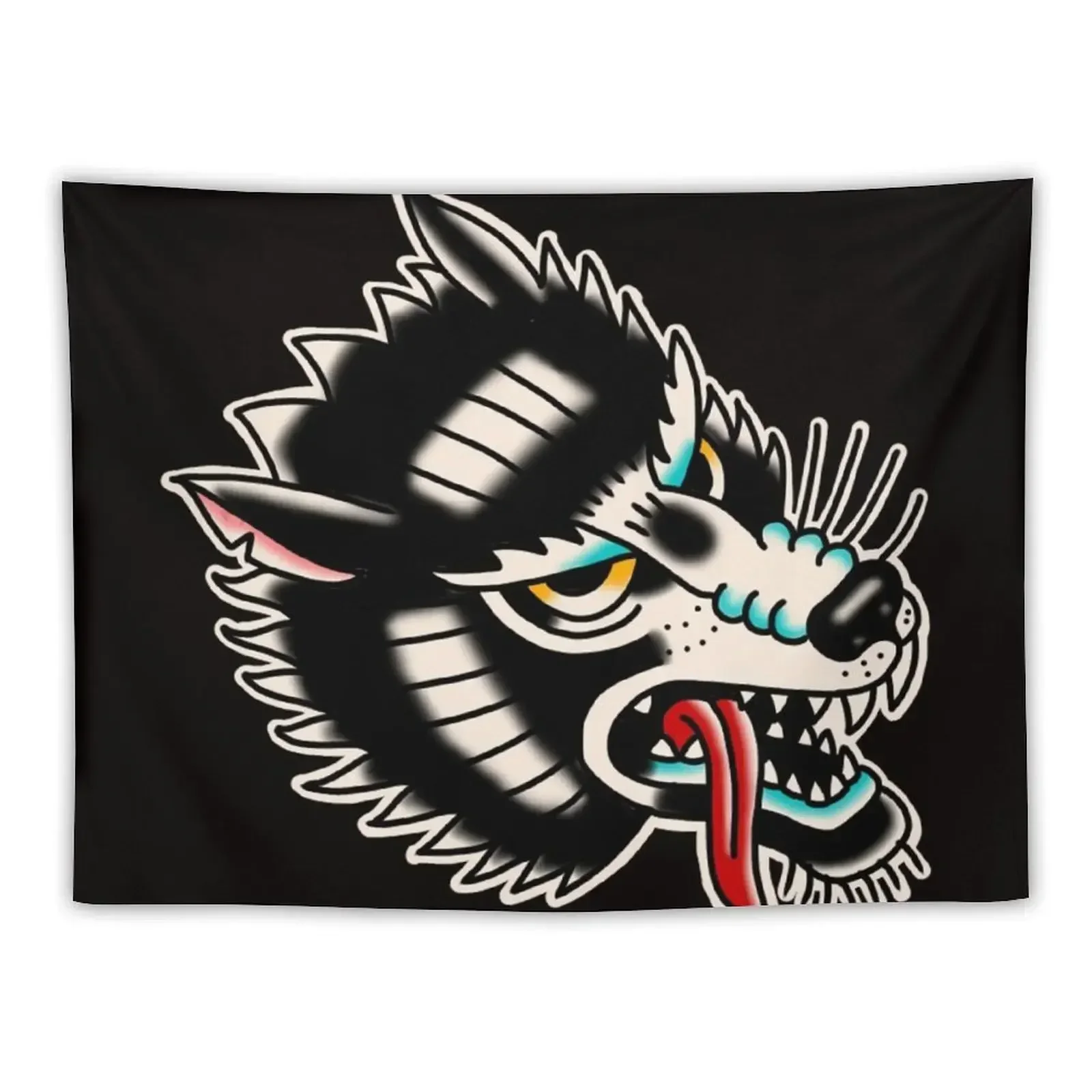 

wolf traditional tattoo Tapestry Bedroom Deco Wall Hanging Wall Bedrooms Decor Wall Decoration Items Tapestry