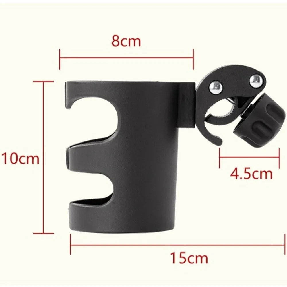Multifunctional Strollers Cup Holder Adjustable Clamp Black Plastic Bicycle Bottle Rack Universal Design Armrest Mount