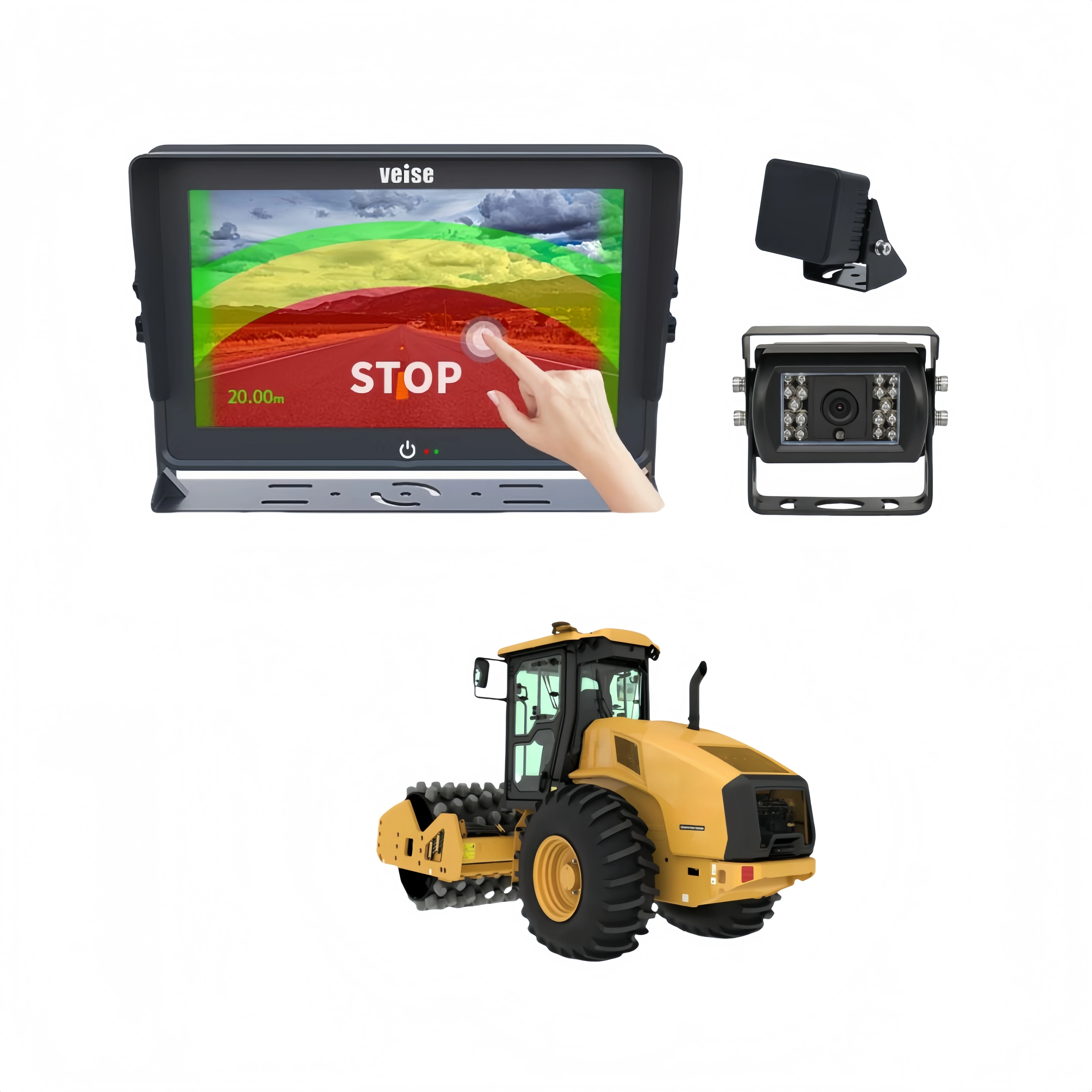 High Accuracy 77GHz Millimeter Radar And Night Vision Waterproof Reverse Camera System With Touch Screen For Compactors & Trucks