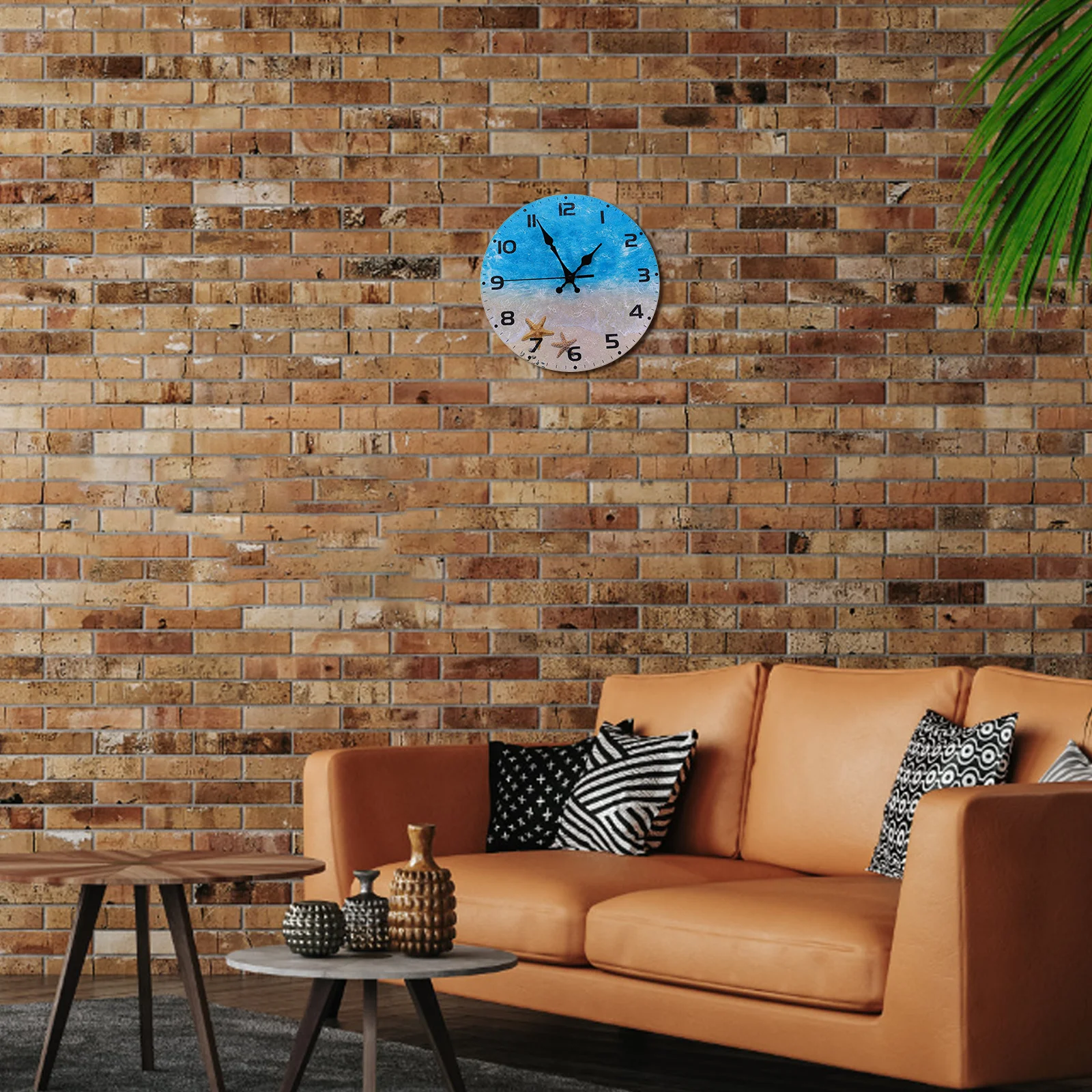 

Beach Theme Round Wooden Silent Wall Clock No Ideal for Bedroom Living Room Home Decor Nautical Style Decorative Wall