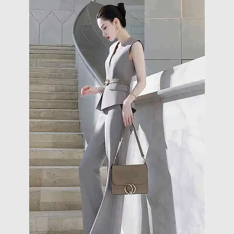 

Fashion Women's Suit Spring and Autumn New Style, High-end Gray Suit Vest Pants Two-piece Set