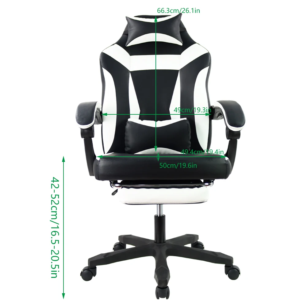 KKTONER-Cadeira Ergonômica Gaming para E-Sport Racing Computer, altura ajustável giratória com Braço, encosto de cabeça alto e lombar