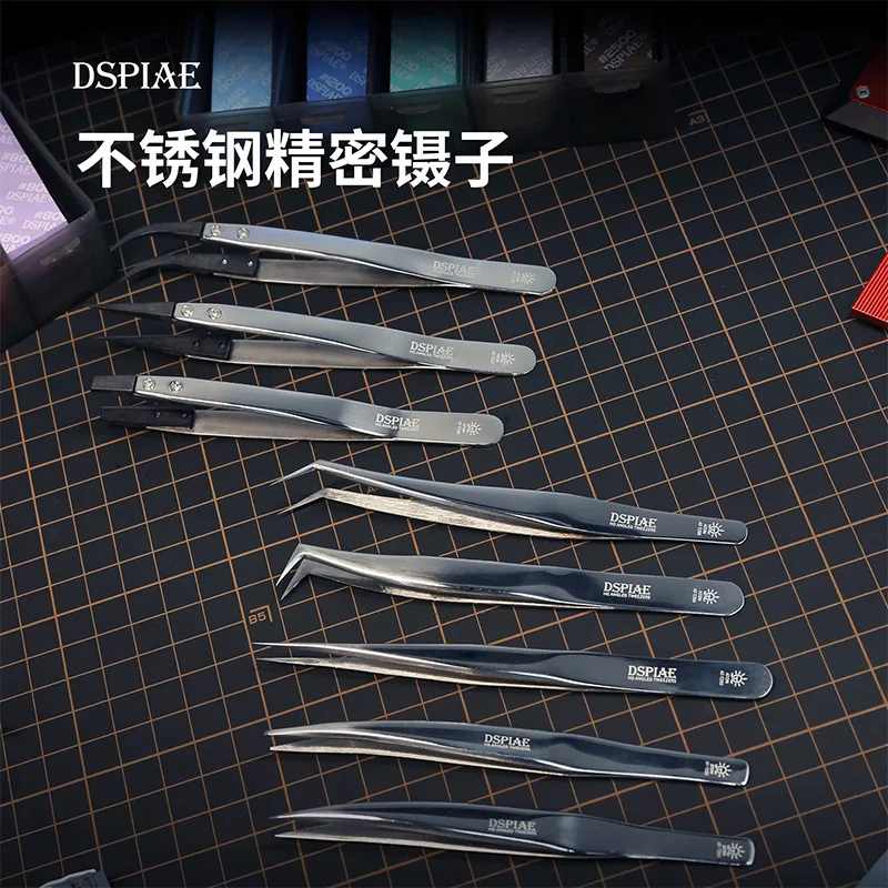 Stainless Steel Precision Tweezers - Essential Model Tools for Gundam & Figurine Assembly, with Elbow - shaped and Pointed Tips