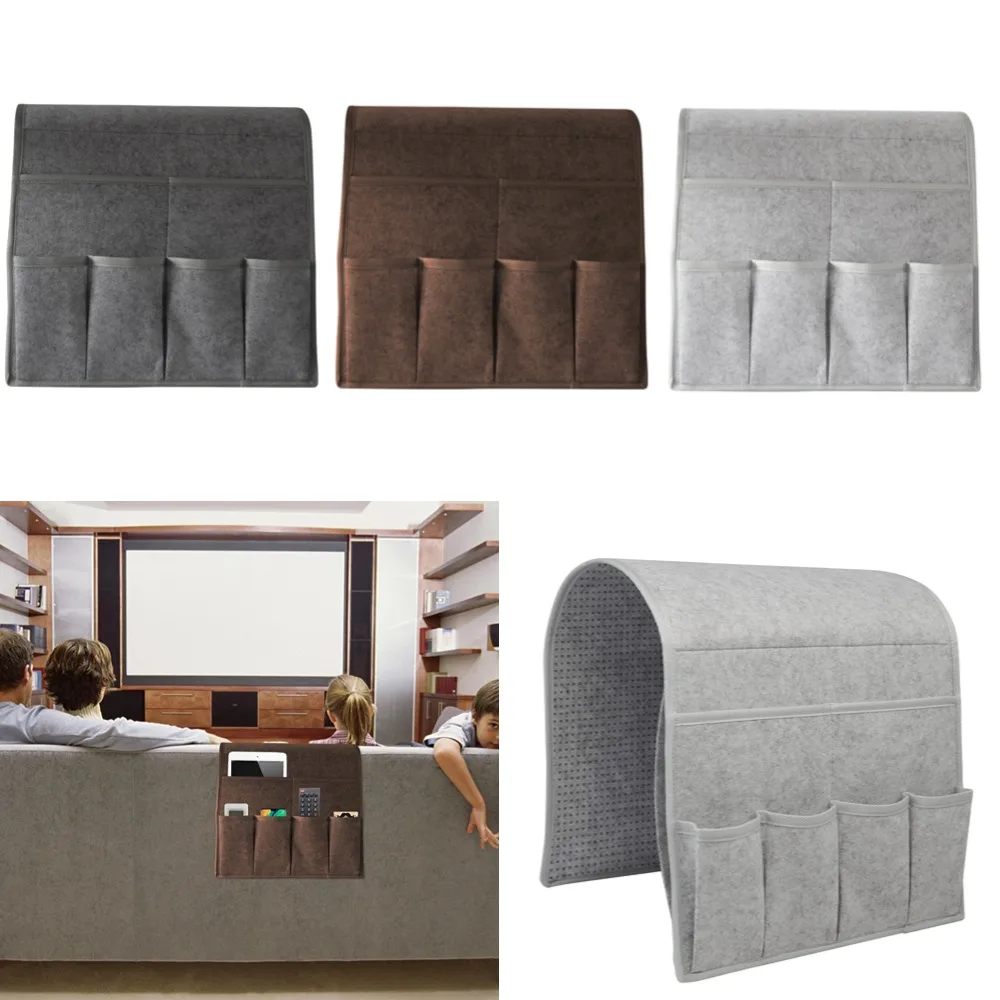 Felt Bedside Storage Bag Organizer Bed Desk Bag Sofa TV Remote Control Hanging Caddy Couch Storage Organizer Bed Holder Pockets