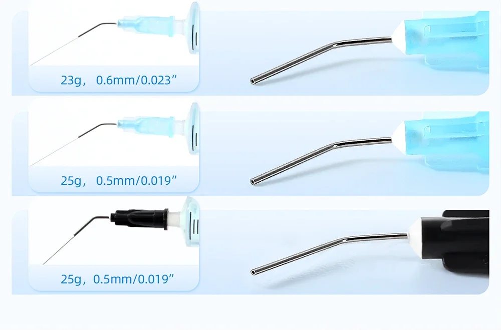 Irrigateur dentaire à pointe de distribution pré-pliée, aiguille courbée, graveur, résine, pointes composites, applicateur jetable, 100 pièces/paquet