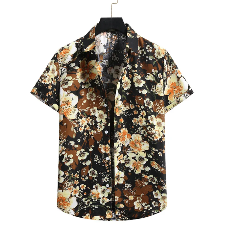 

3D Printed Flower Hawaiian Shirts For Men Plants Patterns Button Shirt Summer Short Sleeves Tops Loose Aloha Shirts Streetwear