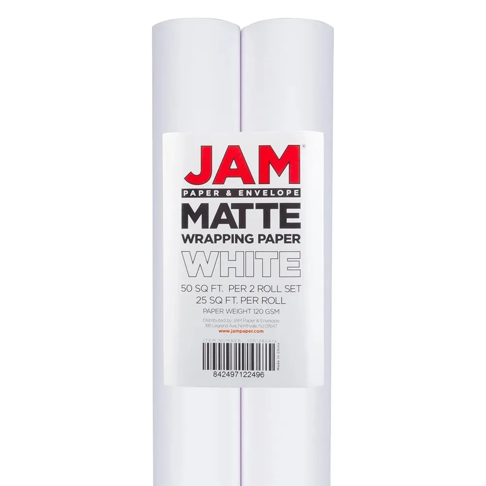 

Matte Wrapping Paper, 50 Sq. ft Total, White, 2 Rolls