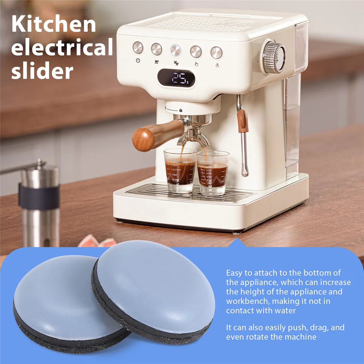 OQZEX 10Pcs Kitchen Appliance Sliders for Counter, Adhesive Caddy Sliding Tray Compatible with Most Coffee Makers, Air Fryers