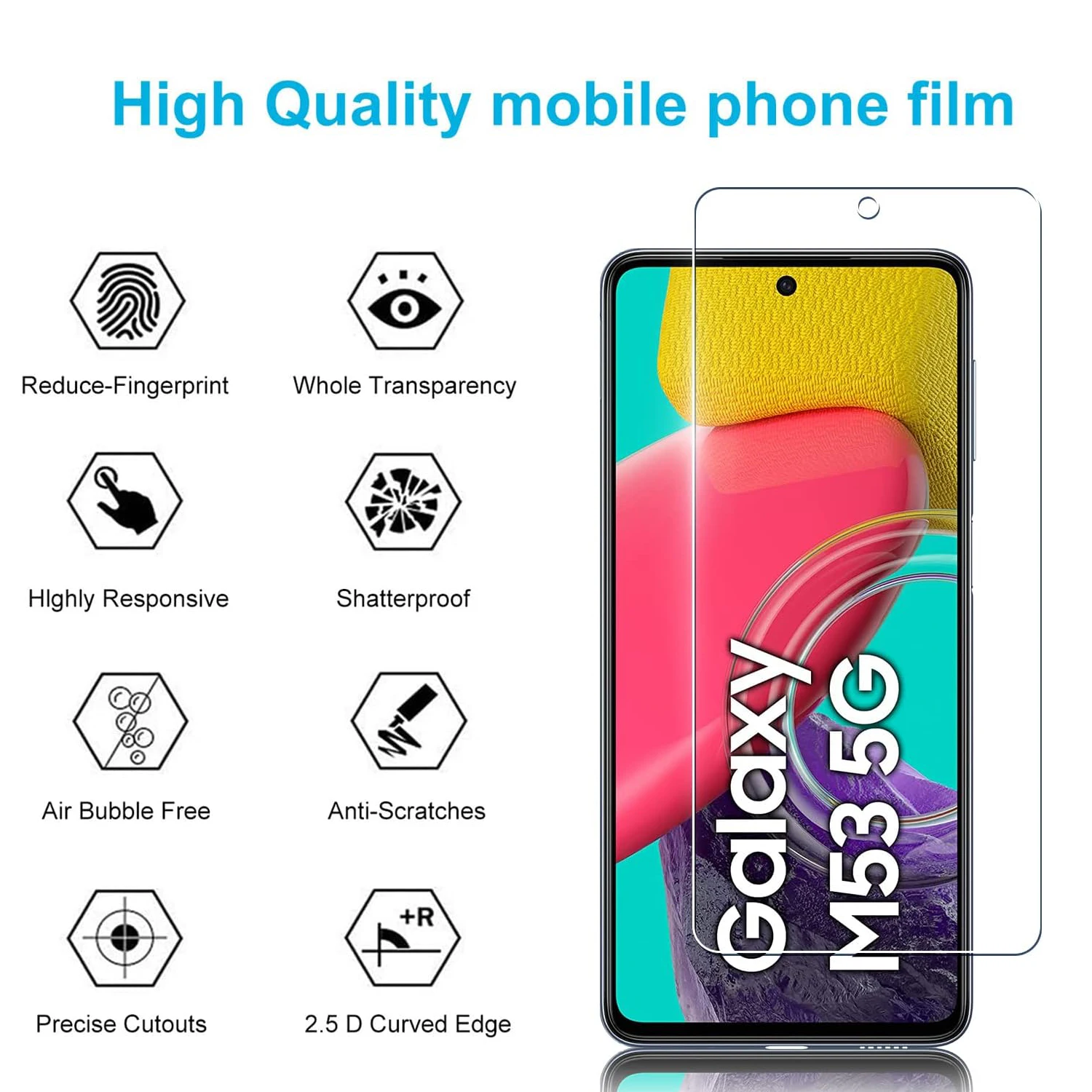 For Samsung Galaxy M53 5G Tempered Glass Screen Protector Glass Film