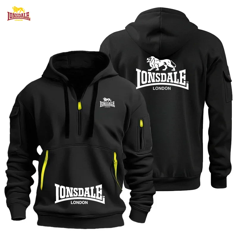 Men's Sporty Hooded Sweatshirt Polar Fleece Lined Longshdale Crossover Model for Autumn/Winter 2026 with Closure And Multiple Po