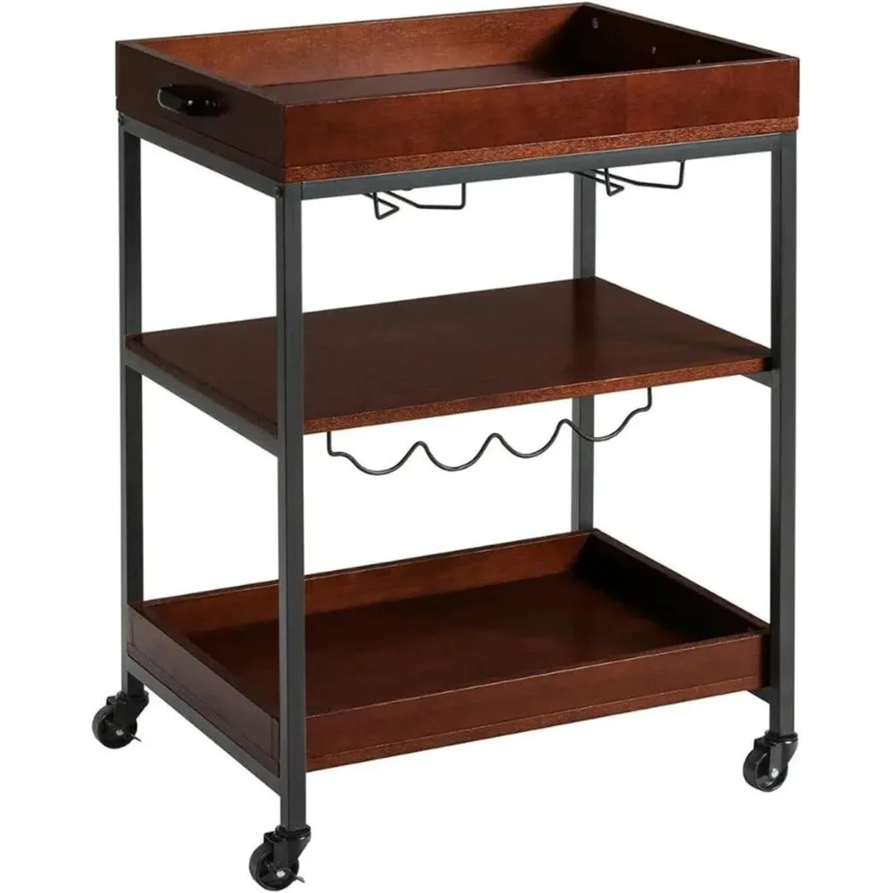 

Kitchen Island Trolley 3 Tier Trolley Cart,Kitchen Island Bar Cart with Glass Holder Wine Rack,Kitchen Furniture Rolling Kitchen