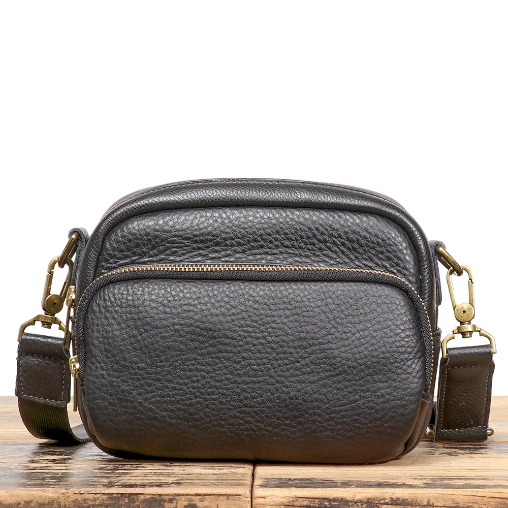 

LJ-30117 Leather Shoulder Crossbody Bag with Belt, Casual Waist Bag, Top Layer Cowhide, Portable Chest Bag