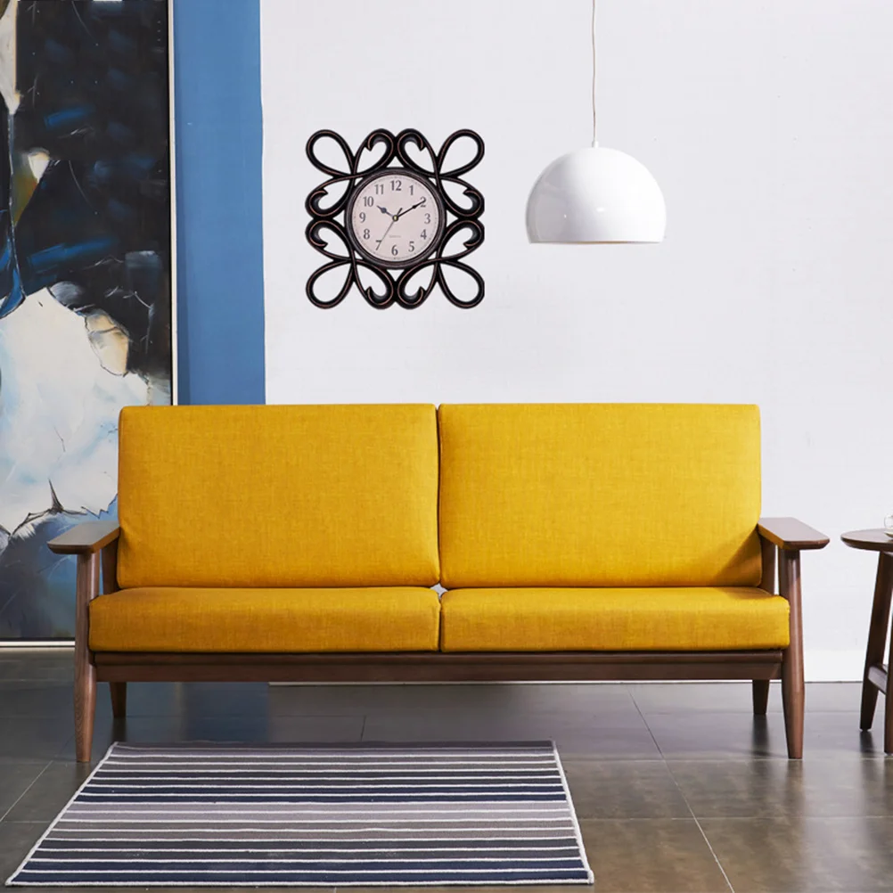 

10 Inch Vintage Wall Clock Black Hollowed-Out Numerals Silent Decorative Dial for Living Room Bedroom Kitchen European Style