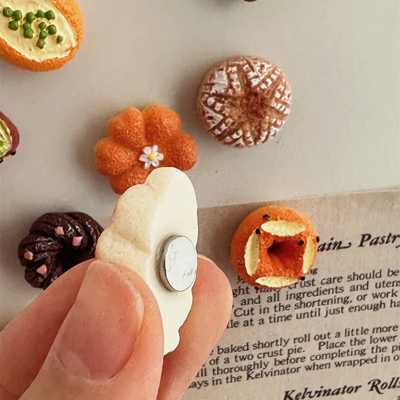 Tempat Foto Magnetik Bertema Makanan Dekoratif Magnet Kulkas Roti Perancis Kawaii Lucu