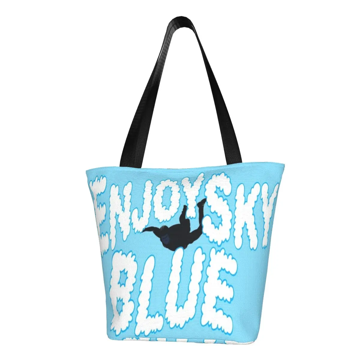 Enjoy Sky Blue Casual Shoulder Tote Shopping Bag Large Capacity Simple Generous For Fitness Birthday Gift