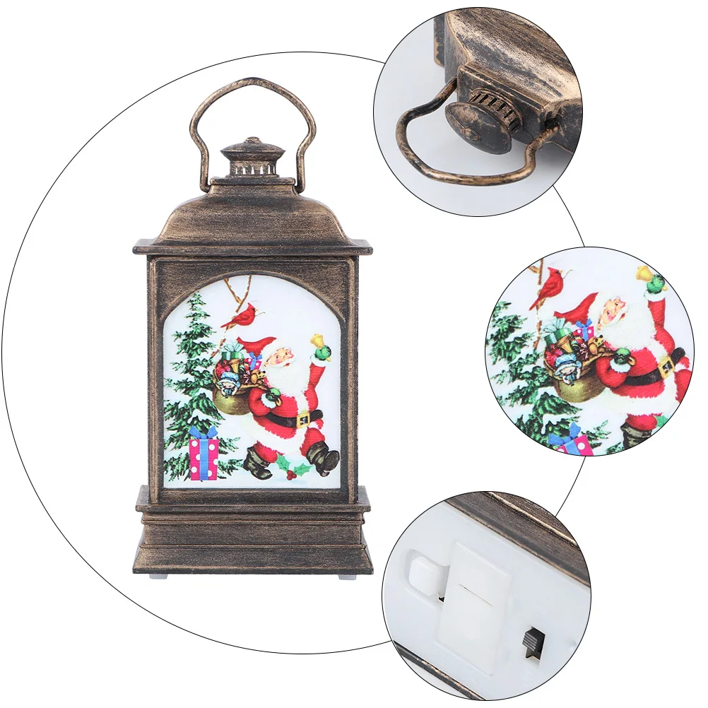 

2 pcs Vintage Led Snowman Lantern Bronze Lighted Night Lamp With Handle For Christmas Tree Pendant Warm Atmosphere