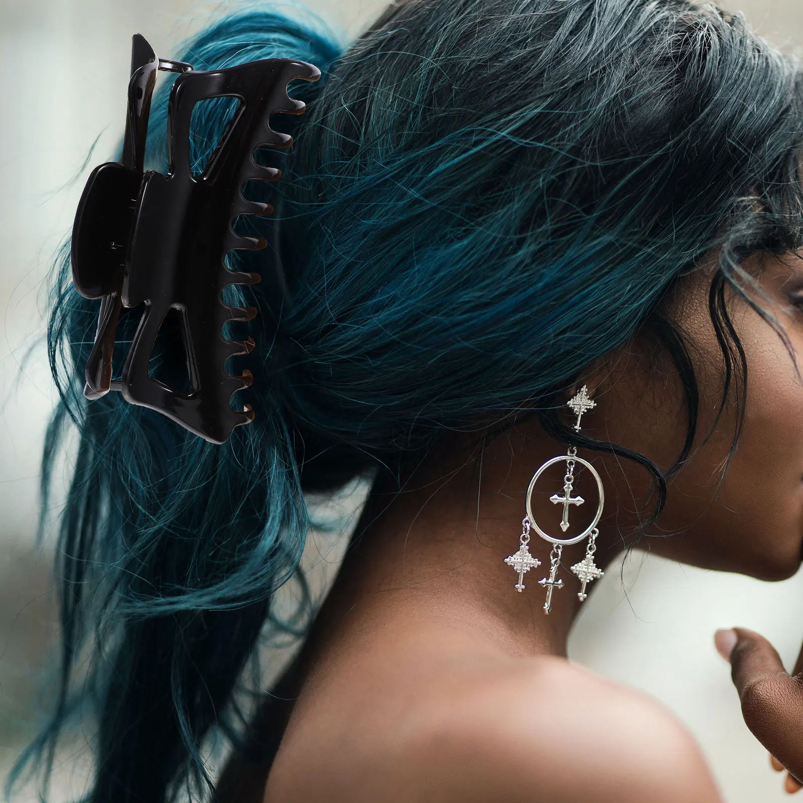 

2pcs Claw Clip Large Acrylic Bath Hair Clamp For Women Teeth Design Shower Makeup Hair Jaw Barrette Styling Tool