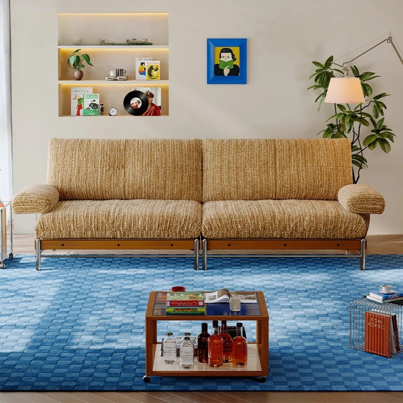 Modern simplicity, retro medieval style, boundless fabric sofa, living room module sub-cotton and linen