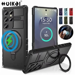 Case For Samsung S26 Ultra S25 Ultra S24 S23 S21 S24 FE Magsafe Stand Ring Magnetic Ring Holder Protection Stands Kickstand Case