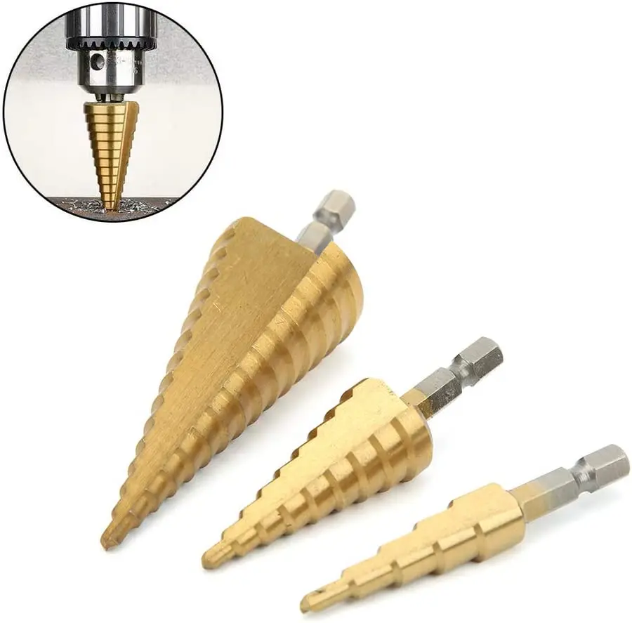 3-12mm 4-12mm 4-20mm 4-32mm HSS Straight Groove Step Drill Bit Set Titanium Coated Wood Metal Hole Cutter Core Drill Bit Set
