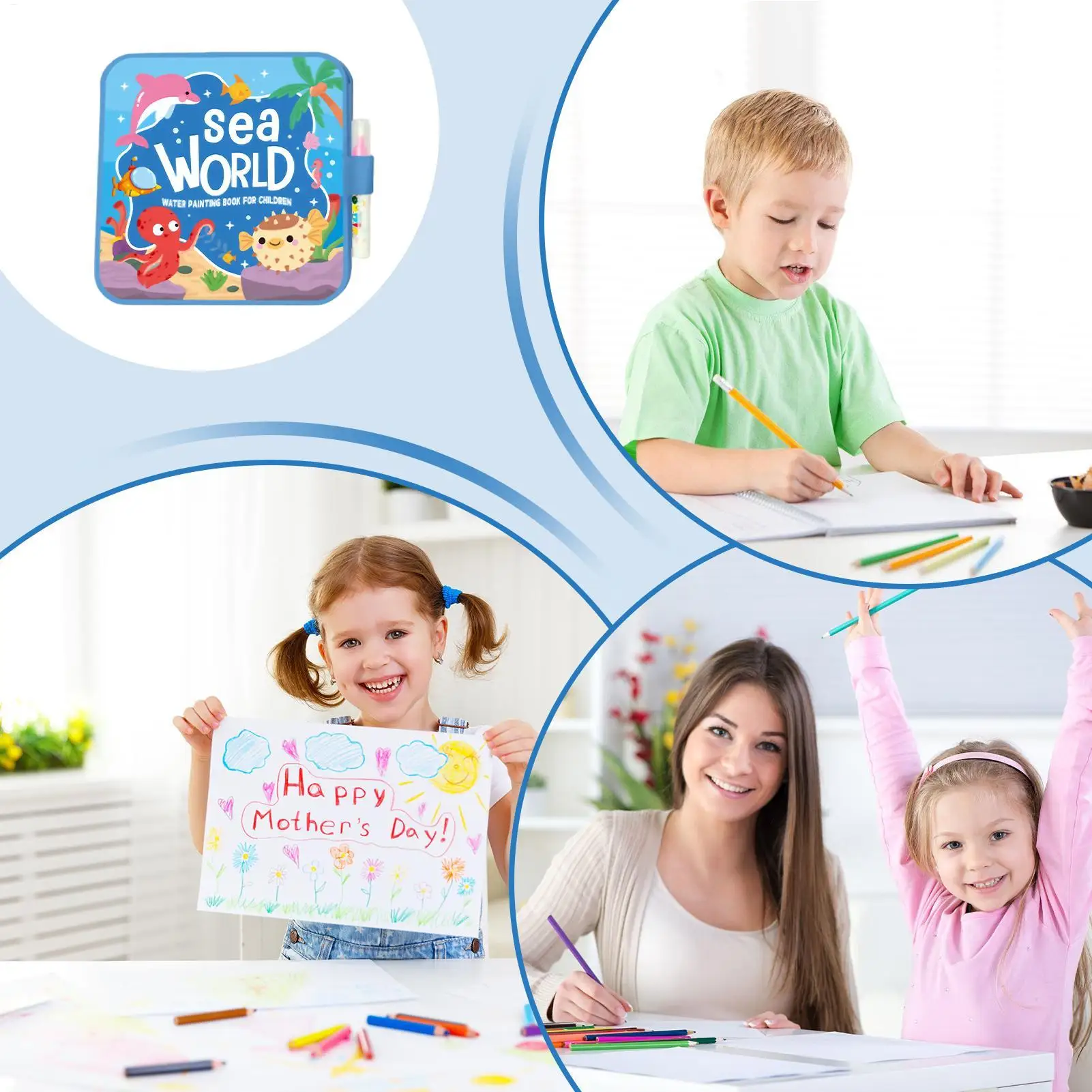 Fai da te Doodle Libro da disegno ad acqua Libri da colorare con penna Regalo di compleanno e festa per bambini che imparano giocattoli educativi Montessori