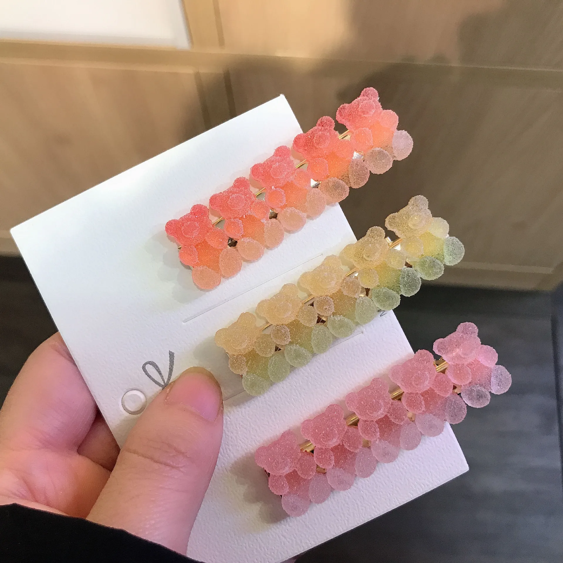 Marshmallow Gradient Bear copricapo nuovo cartone animato ragazza carina Clip laterale frangia dolce forcina accessori per capelli donna