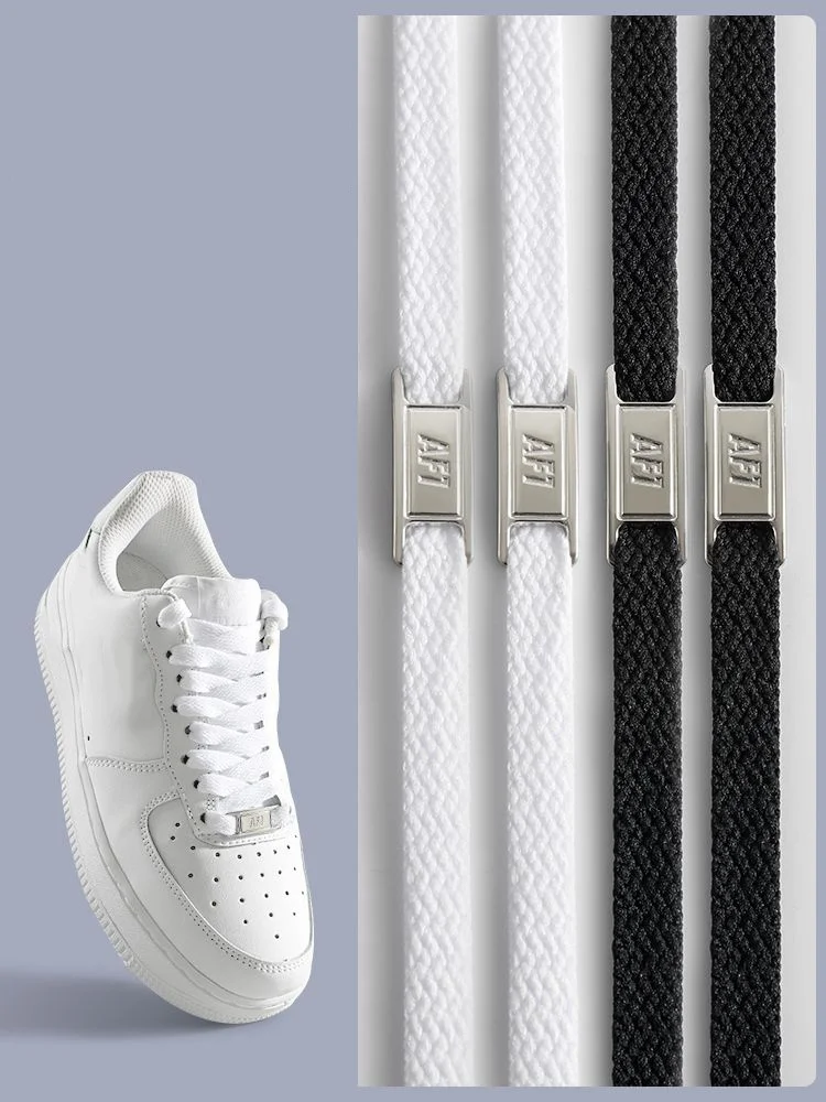 

For AF1 Metal Buckle Shoelaces Classics Black White Flat Shoe Laces and Shoe Decoration Suit Sneaker Shoelace Shoes Accessories