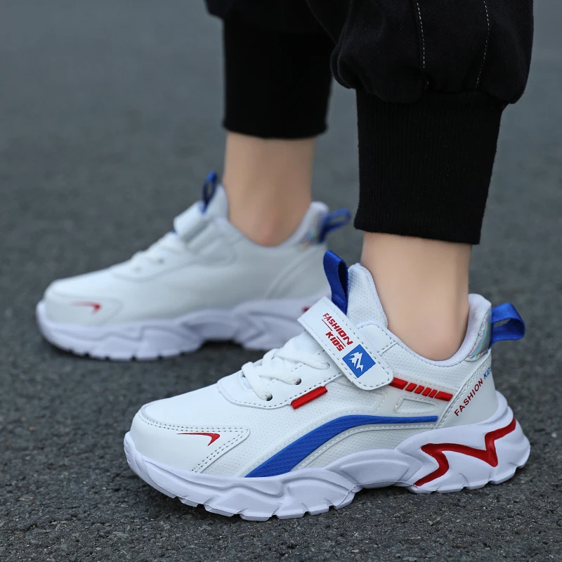 Fashion White Shoes Children Sneakers Casual Girls Shoes Pu Leaher Kids Sport Running Shoes Lightweight Boys Casual Tennis Shoes