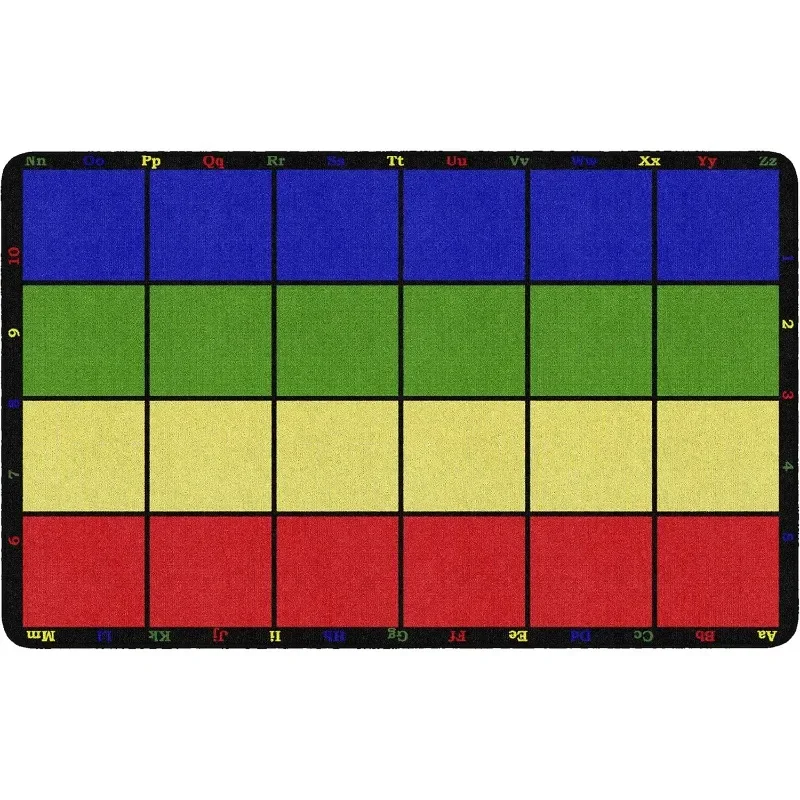 Learning Grid Colorful Numbers and Letters Kids Seating Area Rug for Classroom, Play Area Mat, Home Learning or Kids Room Carpet