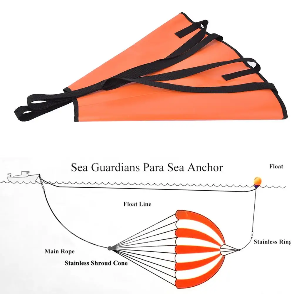 PVC Drift Sock Sea Anchor with Buoy and Traction Rope for canoe - Floating Ball Sea Brake System