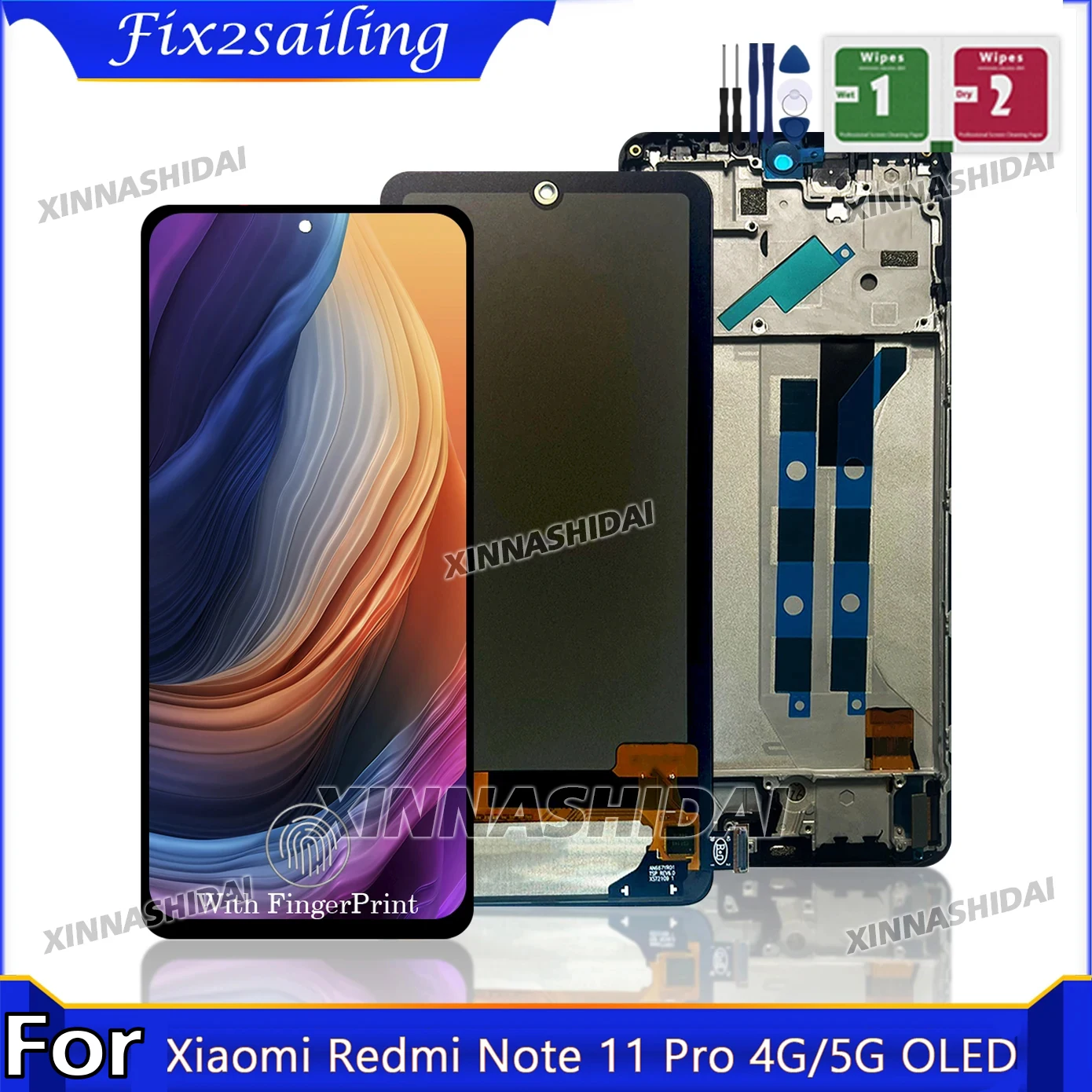 Super OLED For Xiaomi Redmi Note 11 Pro 4G/5G LCD Display Touch Screen Digiziter Assembly Replacement With Frame