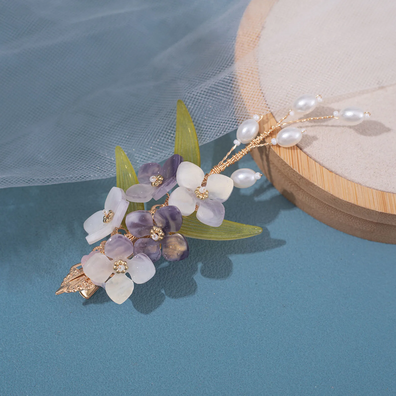 Flower Hair Clips Tiaras For Women Chinese Hanfu Hair Accessories Retro Duckbill Side Clips Vintage Girls Headwear Jewelry
