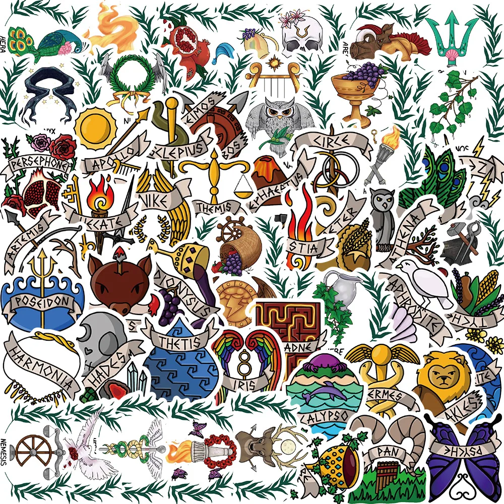 50pcs The Gods of Ancient Greece Cartoon Graffiti Stickers DIY Phone Laptop Notebook Suitcase Waterproof Sticker Kids Toy Gifts