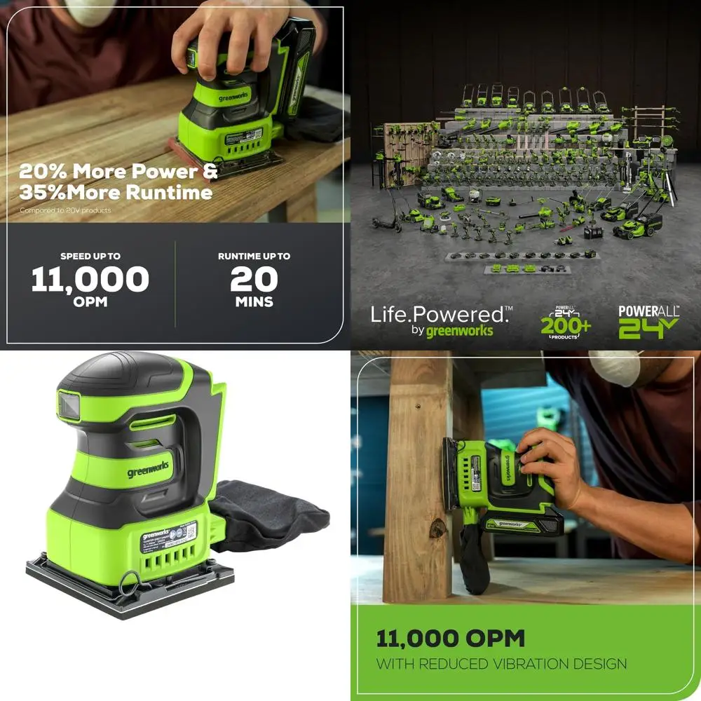 

Беспроводная шлифовальная машинка 24 В, 11 000 об/мин, с мешком для пыли и наждачной бумагой