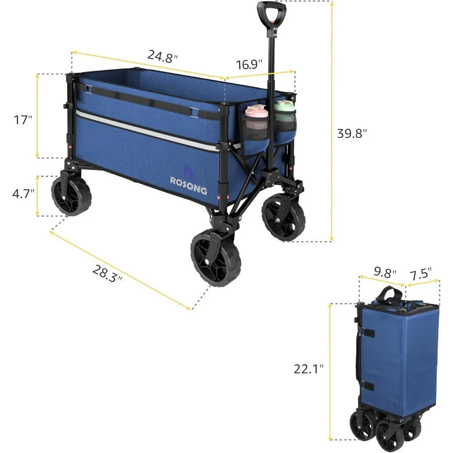 عربة عربة قابلة للطي بعجلات قابلة للطي وقابلة للطي وعربات شديدة التحمل للبقالة والرياضة والحديقة والتسوق والتخييم #5