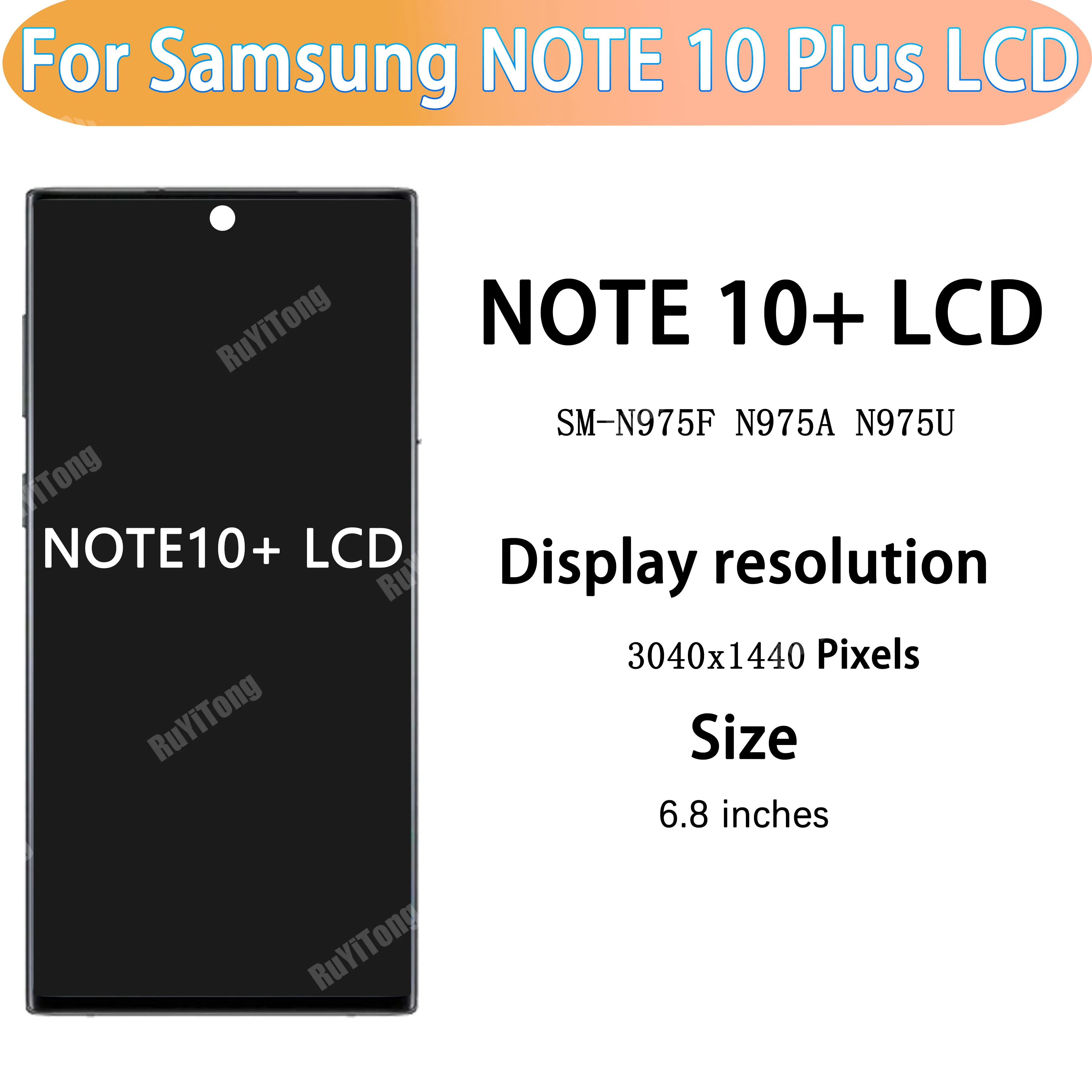 Imagem -02 - Amoled para Samsung Note 10 Plus Display Lcd Digital com Tela de Toque de Moldura para Samsung Note 10 Mais Sm-n975f Sm-n9750 Lcd 6.8