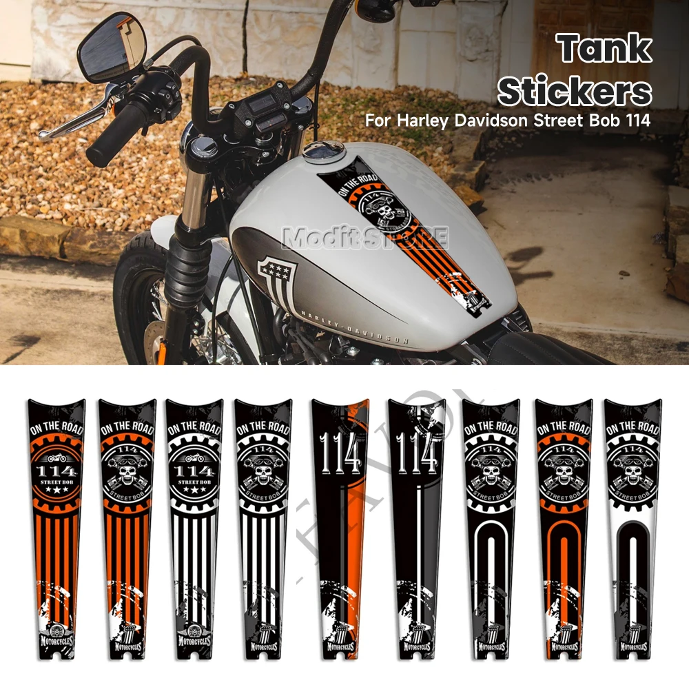 

For Harley Davidson Street Bob 114 3D Motorcycle Fuel Oil Gas Tank Pad Knee Decals Protector Stickers Kit