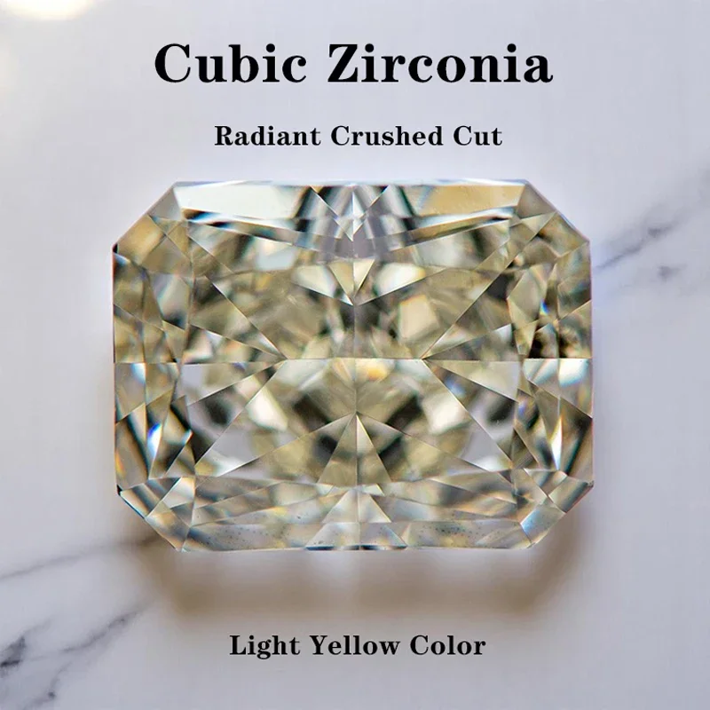 

Cubic Zirconia Stones Light Yellow Color 5A Grade Radiant Shape 4k Crushed Ice Cut Synthetic Gemstones For Women Jewelry Making