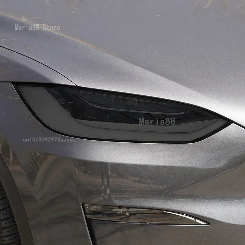 

For Tesla Model X 2023-2024 Car Headlight Protective Film Headlamp Transparent Black TPU Repair Sticker Accessories