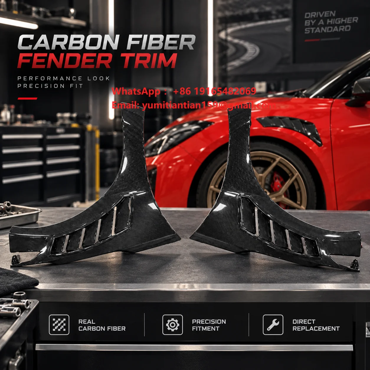 Carbon Fiber Front Fender for Corvette C8 Fenders Replacement Body Kit Side Fender Trim Car Auto Body Parts Accessories Upgrade