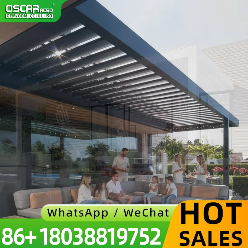 New Design Motorized Screen Roller Blinds Outdoor Aluminium Louvre Sunshade for Patio Garden Balcony pergola